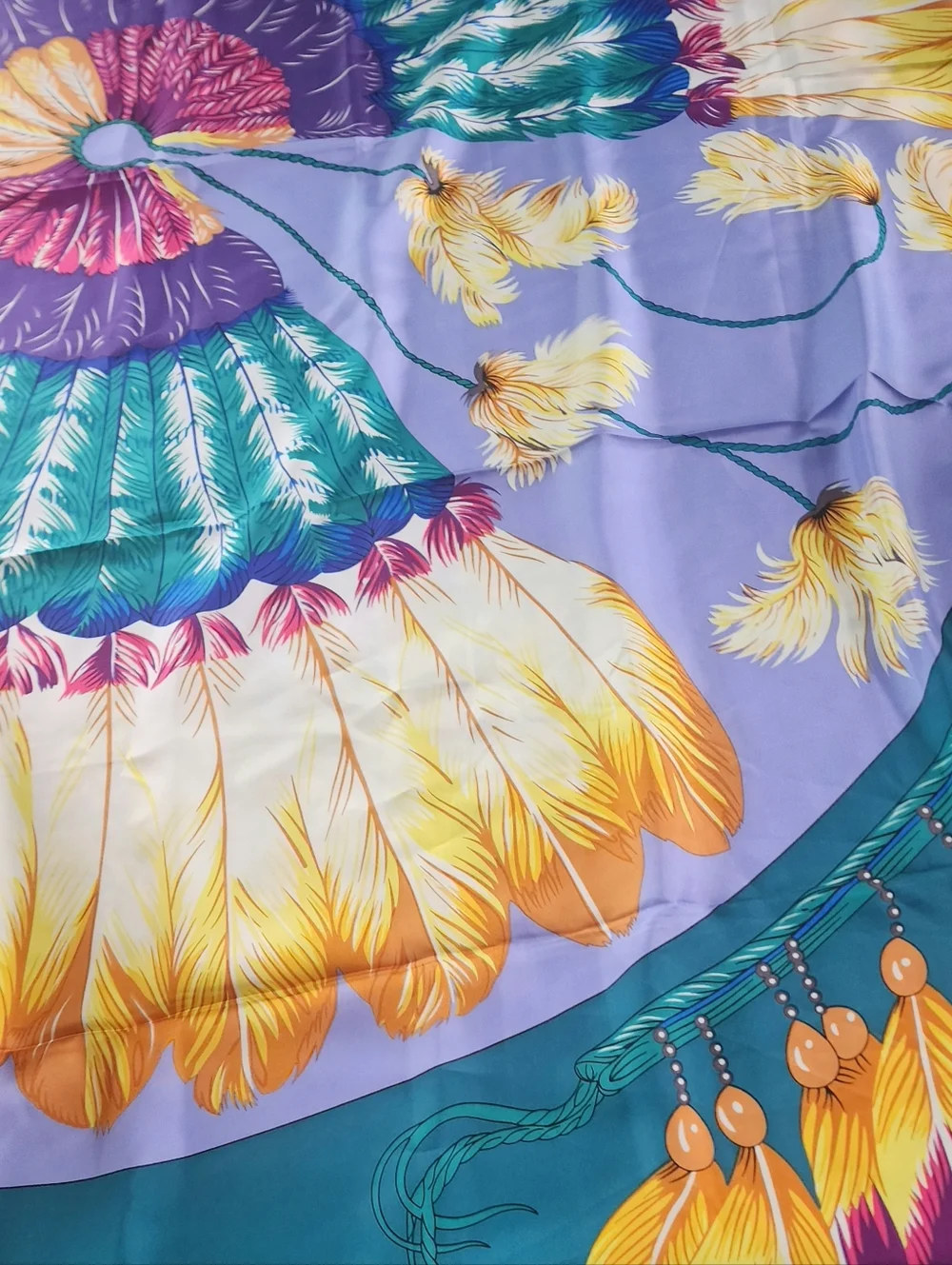 EUC HERMES Vibrant Floral Print 100% SILK SHAWL 50x50x50 - Picture 2 of 4